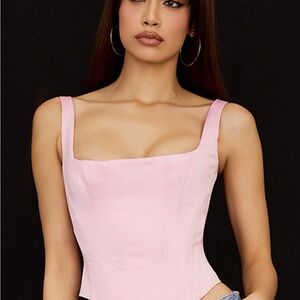 House of CB pink satin Rafa longline corset